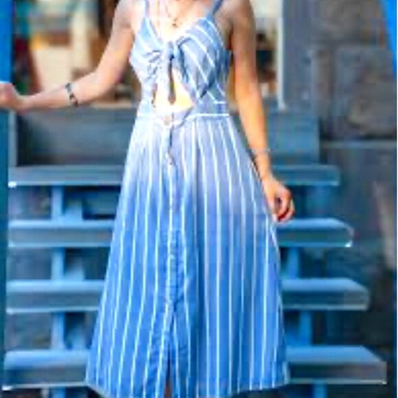 twik Dresses & Skirts - WOMEN’S TWIK BLUE & WHITE STRIPE MIDI DRESS
